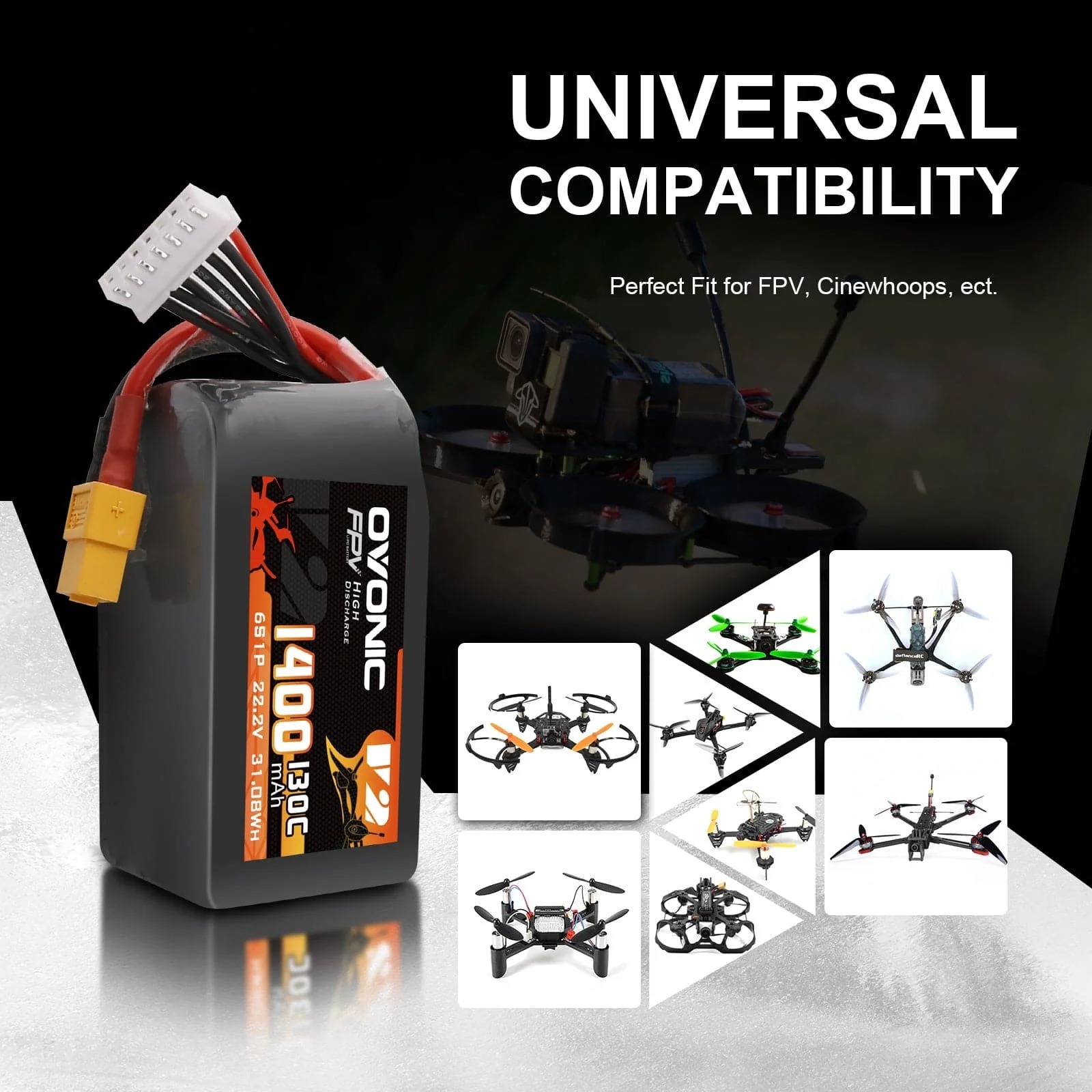 Ovonic 6S 1400mAh 130C LiPo Ba - Fpv Drone Goggles 评论和价格